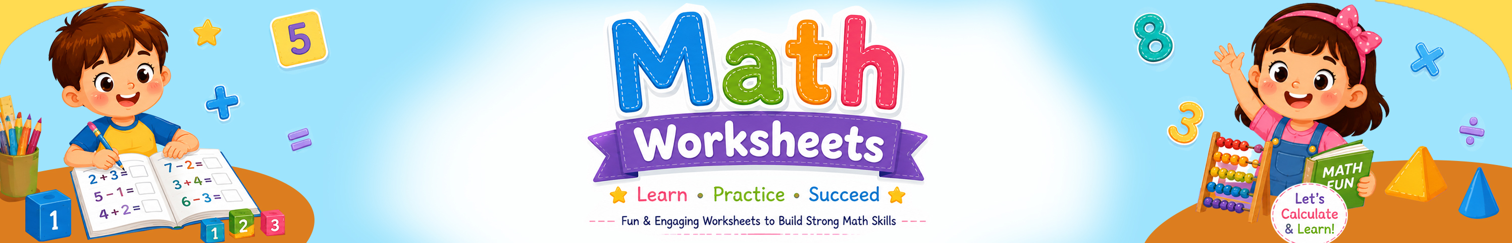 Math Worksheets Banner